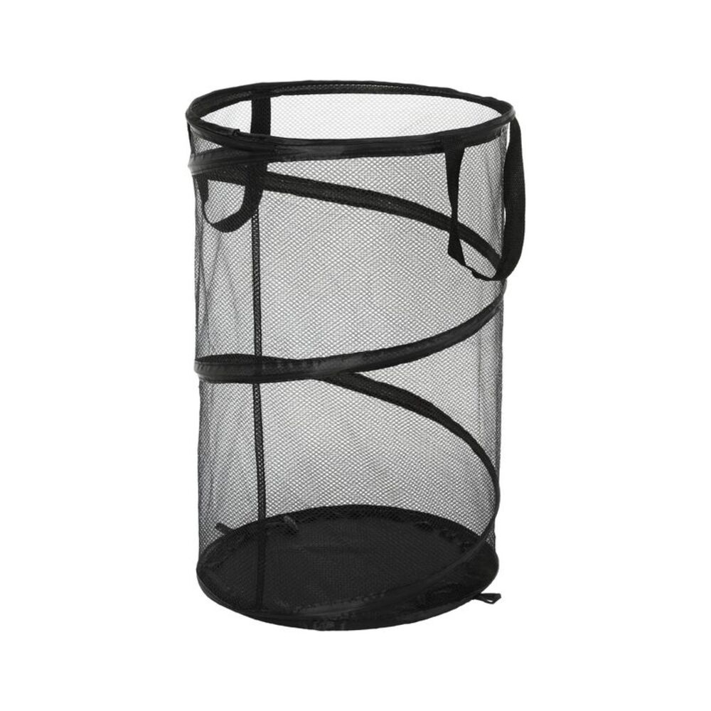 1 Pc 20L Folding Laundry Basket Portable Hamper for Bathroom Black